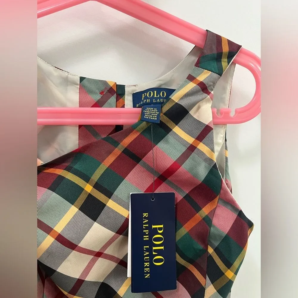 Polo Ralph Lauren Girls Plaid Taffeta Dress Size 8